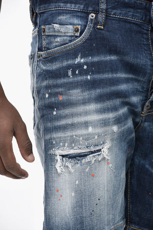 Denim-Delavè-Shorts mit Spritzeffekt