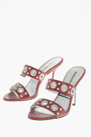 Mules GOTHIC in Pelle con Doppia Fascia e Borchie 10cm