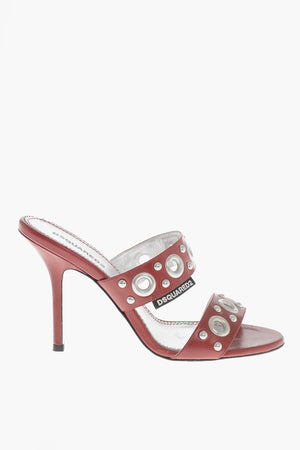 Mules GOTHIC in Pelle con Doppia Fascia e Borchie 10cm