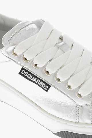 메탈릭 가죽 로우탑 스니커즈 BUMPER 크라켈레 효과