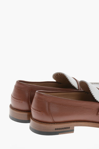 Pennyloafer aus zweifarbig genarbtem Leder