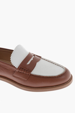 Pennyloafer aus zweifarbig genarbtem Leder