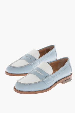 Mocassini Penny in Pelle Martellata Bicolore