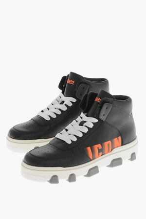 ICON Sneakers Alte BASKET in Pelle con Stampa Sfumata
