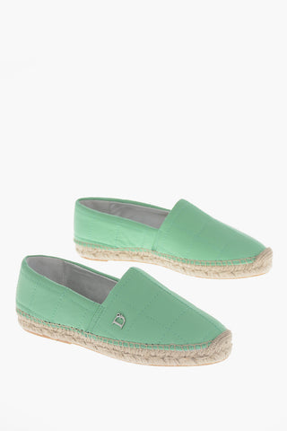 Matelassé Leather Espadrilles with Raffia Sole