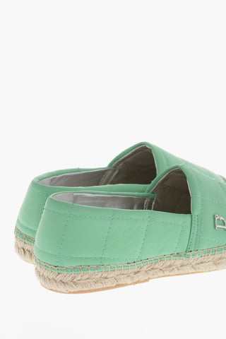 Matelassé Leather Espadrilles with Raffia Sole