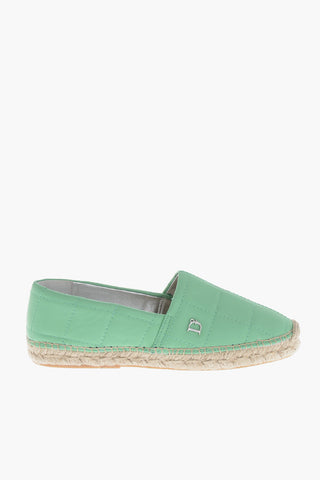 Matelassé Leather Espadrilles with Raffia Sole