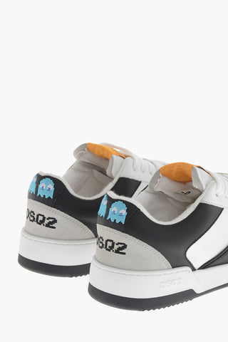 PAC-MAN Low-Sneaker aus Leder mit kontrastierenden Stickereien