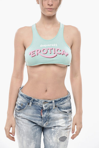 Crop-Top Aus Leichter Baumwolle Mit Logodruck