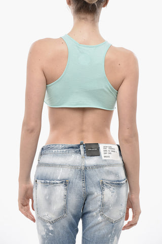 Crop-Top Aus Leichter Baumwolle Mit Logodruck