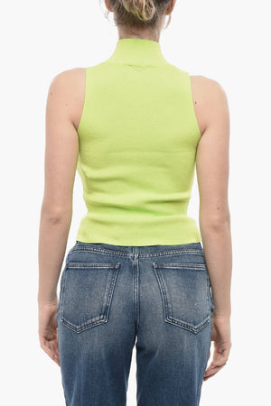Geripptes Stehkragen-Top M-ONERVAX mit Cut-Out-Detail