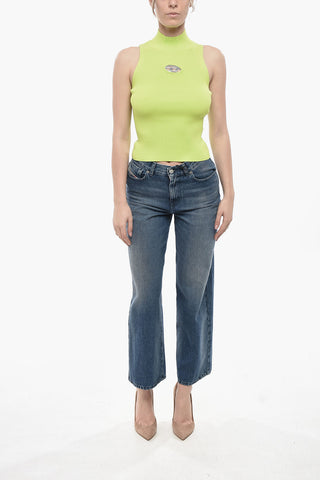 Geripptes Stehkragen-Top M-ONERVAX mit Cut-Out-Detail