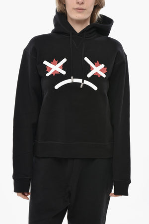 Felpa Hoodie COOL FIT in Cotone Felpato con Stampa sul Fronte