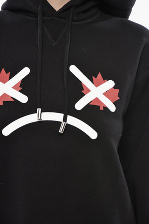 Felpa Hoodie COOL FIT in Cotone Felpato con Stampa sul Fronte