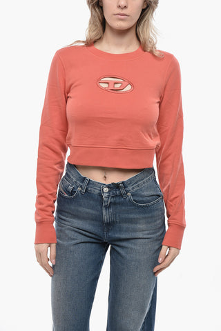 ESSENTIALS Cropped Rundhals-Sweat F-SLIMMY-OD Mit Cut-Out-Detail
