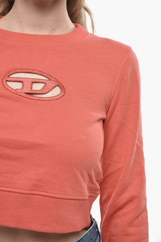 ESSENTIALS Cropped Rundhals-Sweat F-SLIMMY-OD Mit Cut-Out-Detail