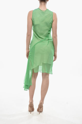 Minidress in Chiffon di Seta con Drappo Laterale