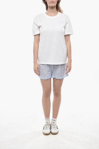 T-Shirt Girocollo in Cotone Organico con Monogram Ricamato