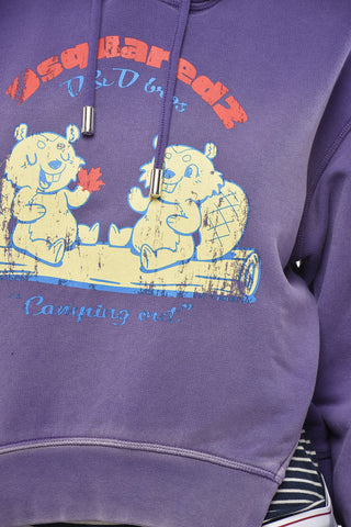 Felpa Hoodie ROUND RIB FIT Asimmetrica con Stampa sul Fronte