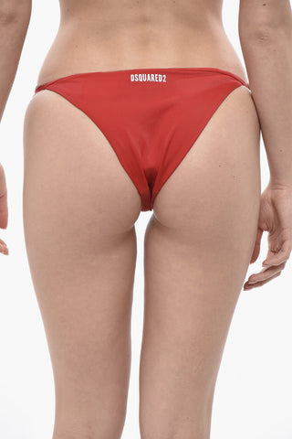 Solid-Color Bikini Briefs With Printed Logo
