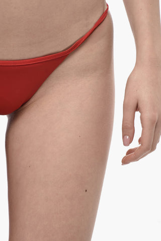 Solid-Color Bikini Briefs With Printed Logo