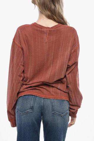 Langärmeliges Rundhals-T-Shirt T-BOXT-LS-Q2 mit Veloursdetails