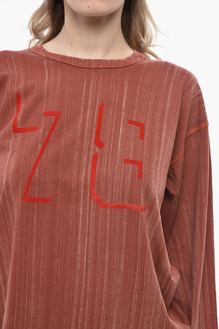 Langärmeliges Rundhals-T-Shirt T-BOXT-LS-Q2 mit Veloursdetails