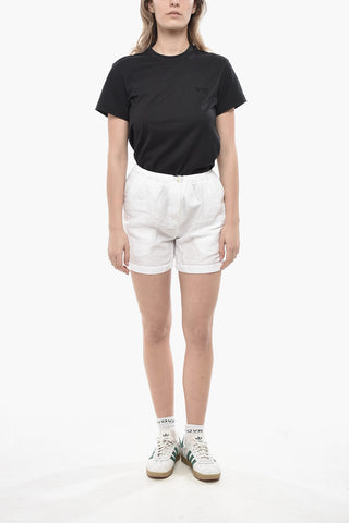 리넨 및 코튼 숏츠 허리 밴딩