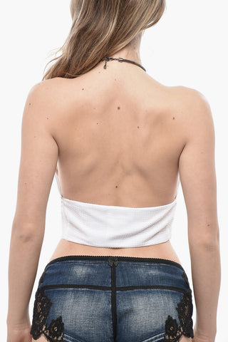 크롭 홀터넥 탑 체인 및 올오버 크리스털