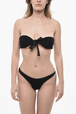 Bandeau-Bikini mit Wave-Muster und hohem Bund