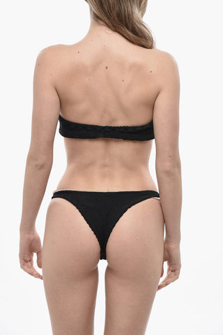 Bandeau-Bikini mit Wave-Muster und hohem Bund