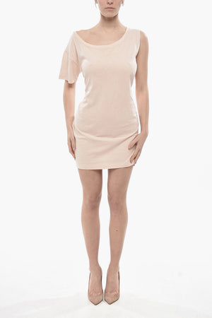 One-Shoulder Tee Dress with Tie Belt