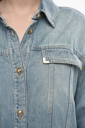 Denim Shirt Dress WASHED with Welt Pockets