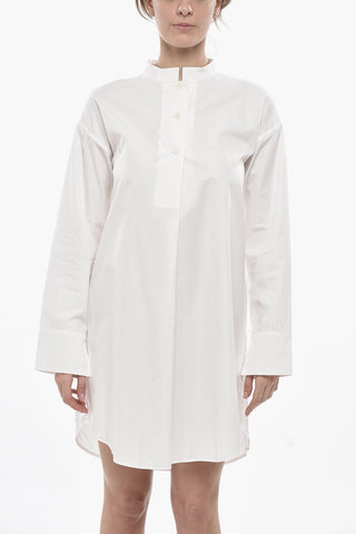 Chemisier DAY in Popeline con Collo Coreano e Pince Posteriore