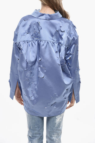 Satin Blouse DUCHESSE with Floral Cut-Out Motif