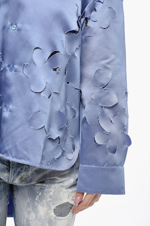 Camicia in Satin DUCHESSE con Motivo Floreale Cut-out