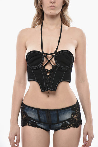 Cotton Bustier Top with Exposed Seams