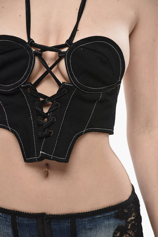 Cotton Bustier Top with Exposed Seams