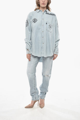 Camicia in Denim con Dettagli in Rilievo 
