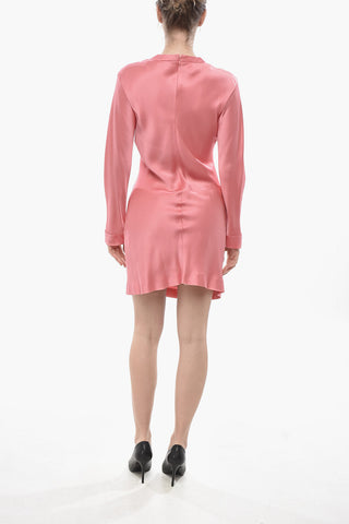 Satin Sheath Dress with Embroidery and Beads