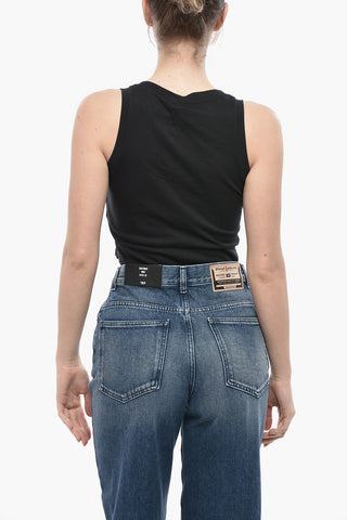ICON Solid Cotton Cropped Top With Fluorescent Logo