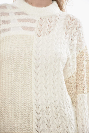 Relaxed-Fit Rundhalstop Mit Patchwork-Effekt