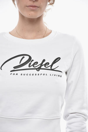 Felpa Girocollo F-SLIMMY Cropped Fit con Logo a Contrasto