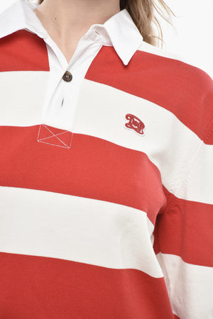 Gestreiftes Baumwollshirt mit Polokragen