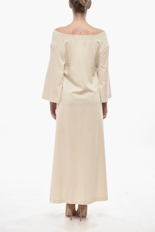 Organic Cotton Maxi Dress YALIA with Boat Neck and 3/4 Sleeves