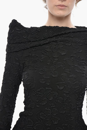 오프숄더 튜브 원피스, 입체 플로럴 모티프