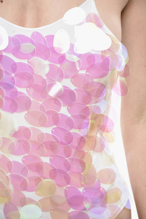 Einteiliger Badeanzug mit Maxi-Pailletten