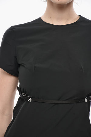 코튼 혼방 반팔 튜브 원피스 허리 벨트