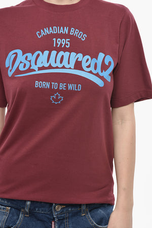 T-Shirt mit Rundhalsausschnitt EASY FIT uni mit aufgedrucktem Logo