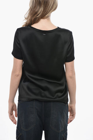 S T-Shirt Aus Satin Mit Rundhalsausschnitt Einfarbig
